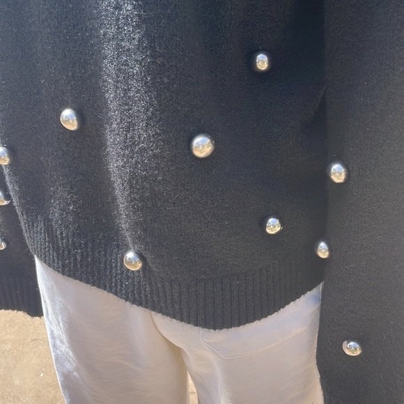 Alice + Olivia Womens Gleeson Metal Ball Detail Knit Sweater M black $495 - Picture 10 of 11